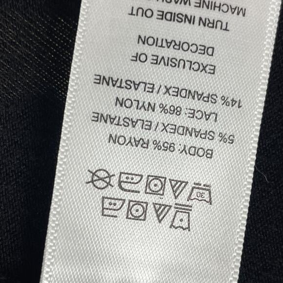 Tahari Sleepwear Lace Babydoll Top Sz XS Festival Whimsigoth Black Beige Peplum - Picture 8 of 8